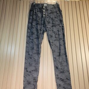 Flog Camo Pants Women 26 Grey Camouflage Good Slim Fit Button Fly Utility